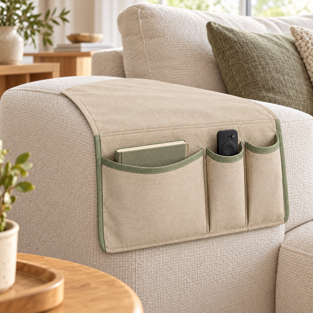 SideNest Three Pocket Sofa Arm Organizer