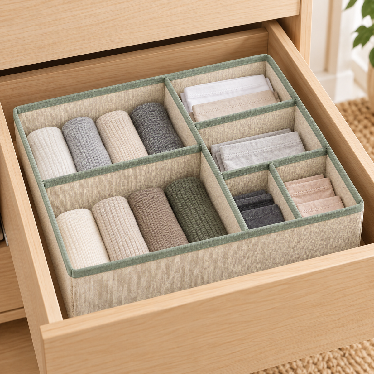 OffsetGrid Six Compartment Drawer Organizer